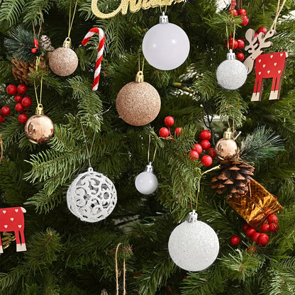 100-Piece Shatterproof Christmas Ball Ornaments  - Champagne & White Hanging Tree Decor, Holiday Indoor Home Party Supplies, Black Friday Deal: Christmas/New Year Gift