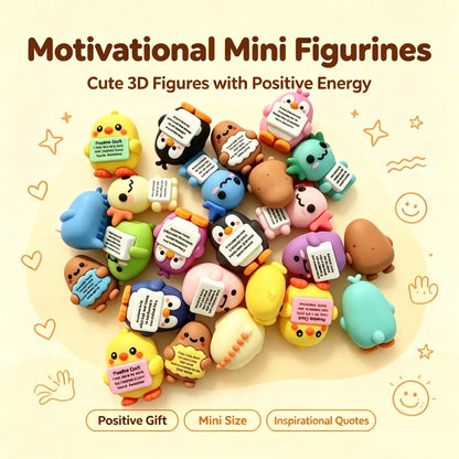 24/36-Piece Set of Random Mini Positive Figurines, Inspirational Emotional Support Gifts, Aesthetic Desk Decor and Stocking Stuffers for Halloween, Thanksgiving and Christmas, Great for Family, Friends and Colleagues