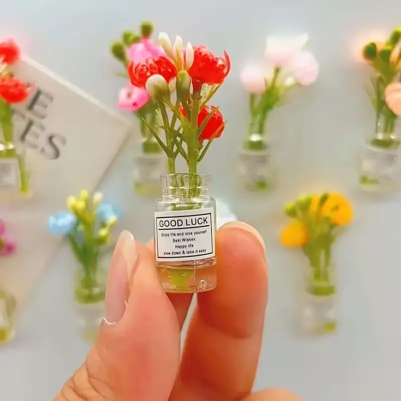 8pcs Mini  Floral Vase Magnets - 3D Glass Decorative Refrigerator Magnets with Cute Flower Design, Fridge Magnets Cute, Perfect for Kitchen & Holiday Gifts, Refrigerator Magnets, Kitchen Decor, Playful Design, Durable Magnets