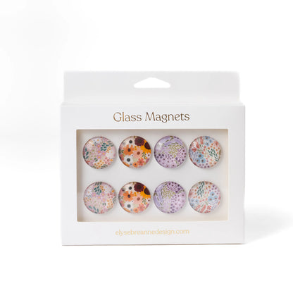 Elyse Breanne Design Round Shape Flower Fridge Magnets Set, 8-Piece Magnetic Item with 4 Patterns, Refrigerator Decorating Magnets for Home Kitchen Room Decor