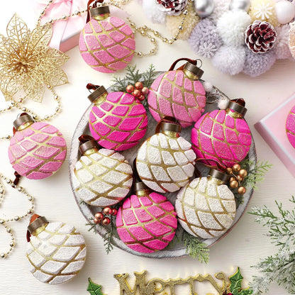 12 Pcs Mexican Christmas Ornaments, Pink Concha Sweet Bread Hanging Decor with Shatterproof Durable Design, Unique Food-Themed Tree Decorations for Christmas Holiday Party, Home Accent, Gift Exchange and Mexican Inspired Celebrations