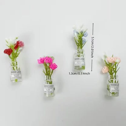 8pcs Mini  Floral Vase Magnets - 3D Glass Decorative Refrigerator Magnets with Cute Flower Design, Fridge Magnets Cute, Perfect for Kitchen & Holiday Gifts, Refrigerator Magnets, Kitchen Decor, Playful Design, Durable Magnets