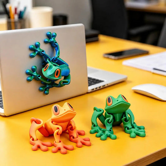 3D Printed Magnetic Poseable Frog Animal Toy - Glow-in-the-Dark Colorful Gradient Refrigerator Magnet, Christmas Gift, Unique Decor, Interactive Desk Trinkets for Couples