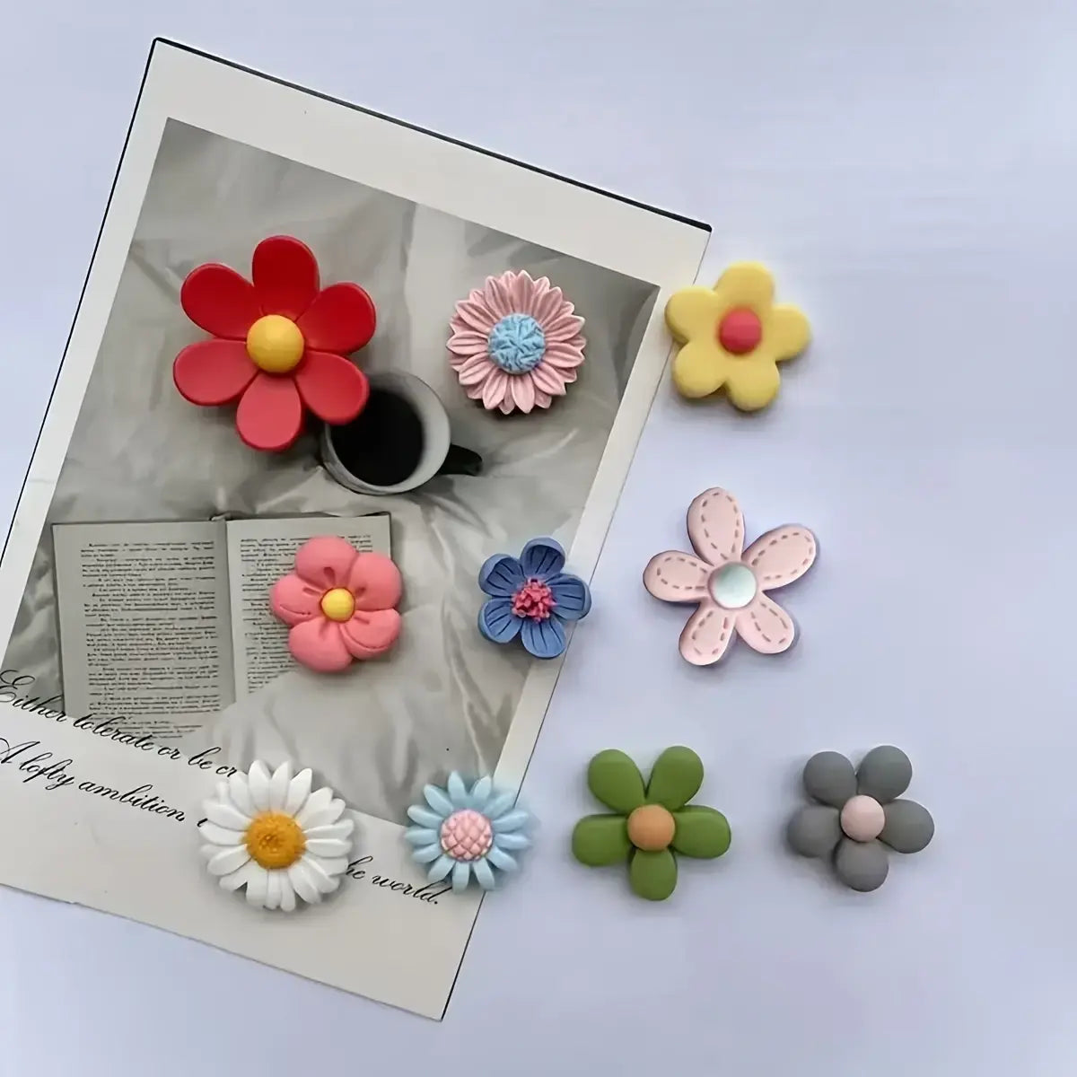 10 Oversized 3D Flower Magnetic Fridge Magnets, Vibrant Decorative Stickers for Storage Cabinets, Whiteboards, Kitchens & Offices