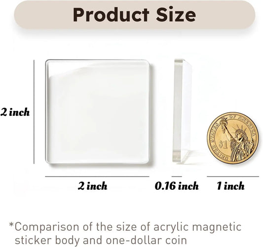 10 Pack Acrylic DIY Fridge Magnets Set with Adhesive Backing – Square Magnetic Photo Frames for Crafts, Kitchen, Classroom, Party & Office Decoration