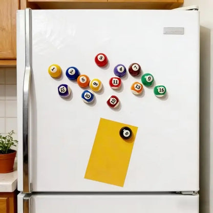 15pcs Billiard Ball Shape Magnetic Refrigerator Magnets, Adhesive for Metal Surfaces, Perfect for Photos, Notes, Paper, Decorative Storage Solution, Fridge Magnet Set