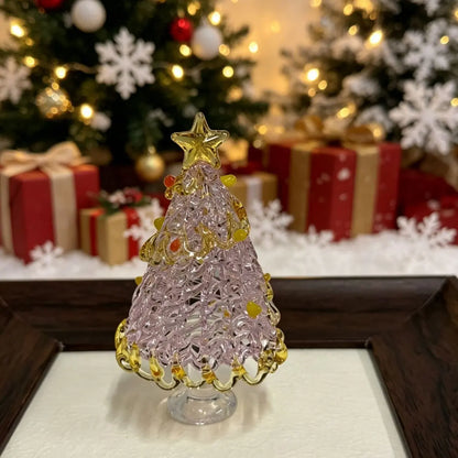 Glass Christmas tree ornament, handcrafted glass art, 3.35 inches tall, cute Christmas gift.