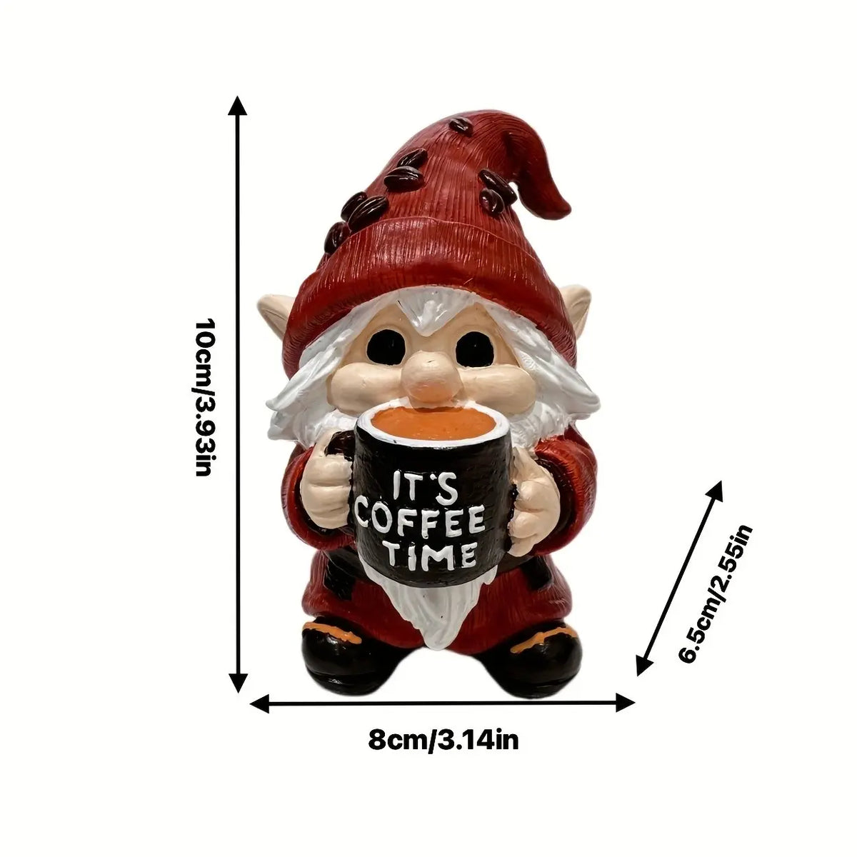 Cute Coffee Cup Holding Dwarf Resin Figurine, Desk Entryway Decorative Ornament, Small Atmosphere Enhancing Item, Perfect for Home Decoration