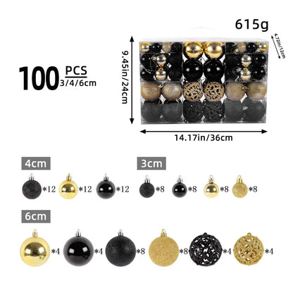 100-Piece Shatterproof Christmas Ball Ornaments  - Champagne & White Hanging Tree Decor, Holiday Indoor Home Party Supplies, Black Friday Deal: Christmas/New Year Gift