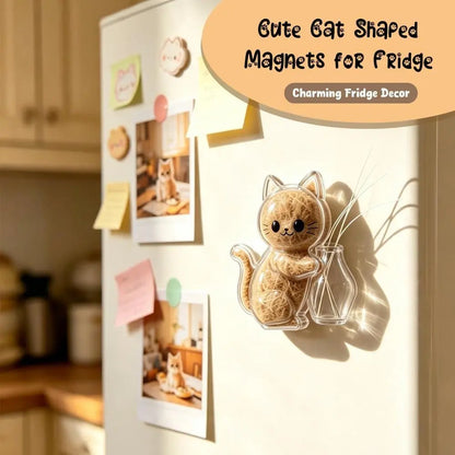 2 Pcs Cute Fridge Magnets Whisker Holder - Transparent Acrylic Magnetic Item, Refrigerator Decorating Magnets, Home Supplies Gift for Cat Owners