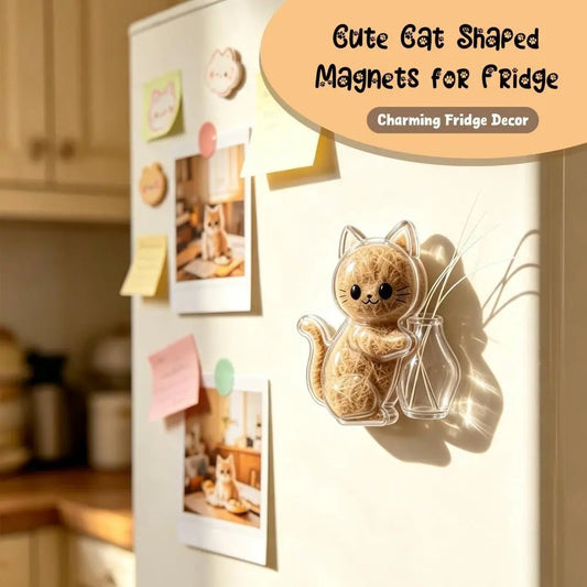 2 Pcs Cute Fridge Magnets Whisker Holder - Transparent Acrylic Magnetic Item, Refrigerator Decorating Magnets, Home Supplies Gift for Cat Owners