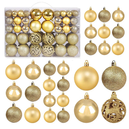 100-Piece Shatterproof Christmas Ball Ornaments  - Champagne & White Hanging Tree Decor, Holiday Indoor Home Party Supplies, Black Friday Deal: Christmas/New Year Gift