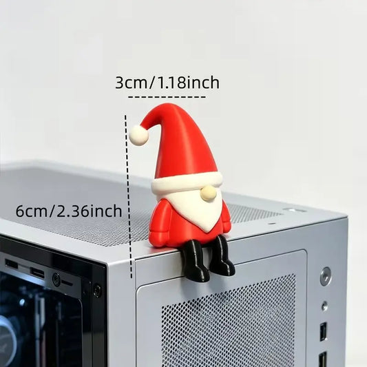 Dwarf Santa Claus Sitting Statue, Mini Christmas Ornament, Cute Ornament, Ideal for Bookshelf Edge, Office Desk, Home Desktop Decor