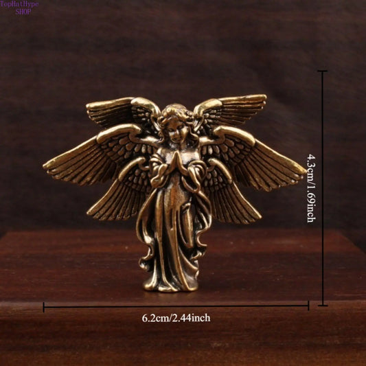 Vintage Brass Mini-Size Winged Angel Figurines - European Angel Decorative Collectibles, Home Office Desk Ornaments, Fashion Accessories Figurines & Miniatures,sohochic