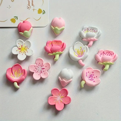 12/24pcs Random Mix Resin Flower Refrigerator Magnets Decorative, Cute Decor for Kitchen, Office, Whiteboard, Storage Cabinet, Dishwasher