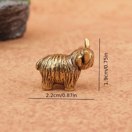 2 Pack Mini Metal Highland Cow Statues, Tiny Collectable Highland Bull Sculptures, Small Tabletop Decorative Figurines for Living Room, Bedroom, Kitchen & Office Desk