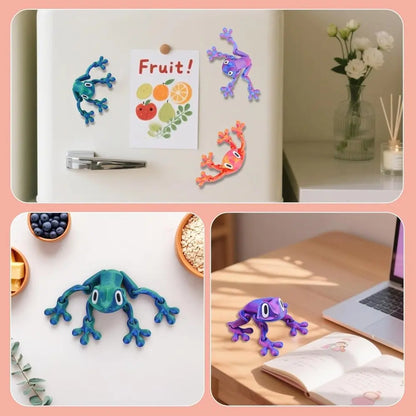 4pcs Magnetic Material Jumping Frog Figurines - Lightweight, Realistic, Movable Articulated Models, Refrigerator Decorating Magnet, Home Office Gift, Fridge Magnet Accessory