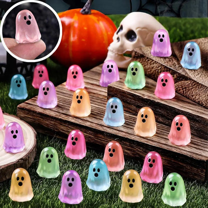 Glow-in-the-Dark Resin Collectible Figure Ornaments (Multiple Packs) - Cute Ghost Smooth Miniatures, Room Decor Statue, Statues for Home Decor, Halloween Desktop Accent