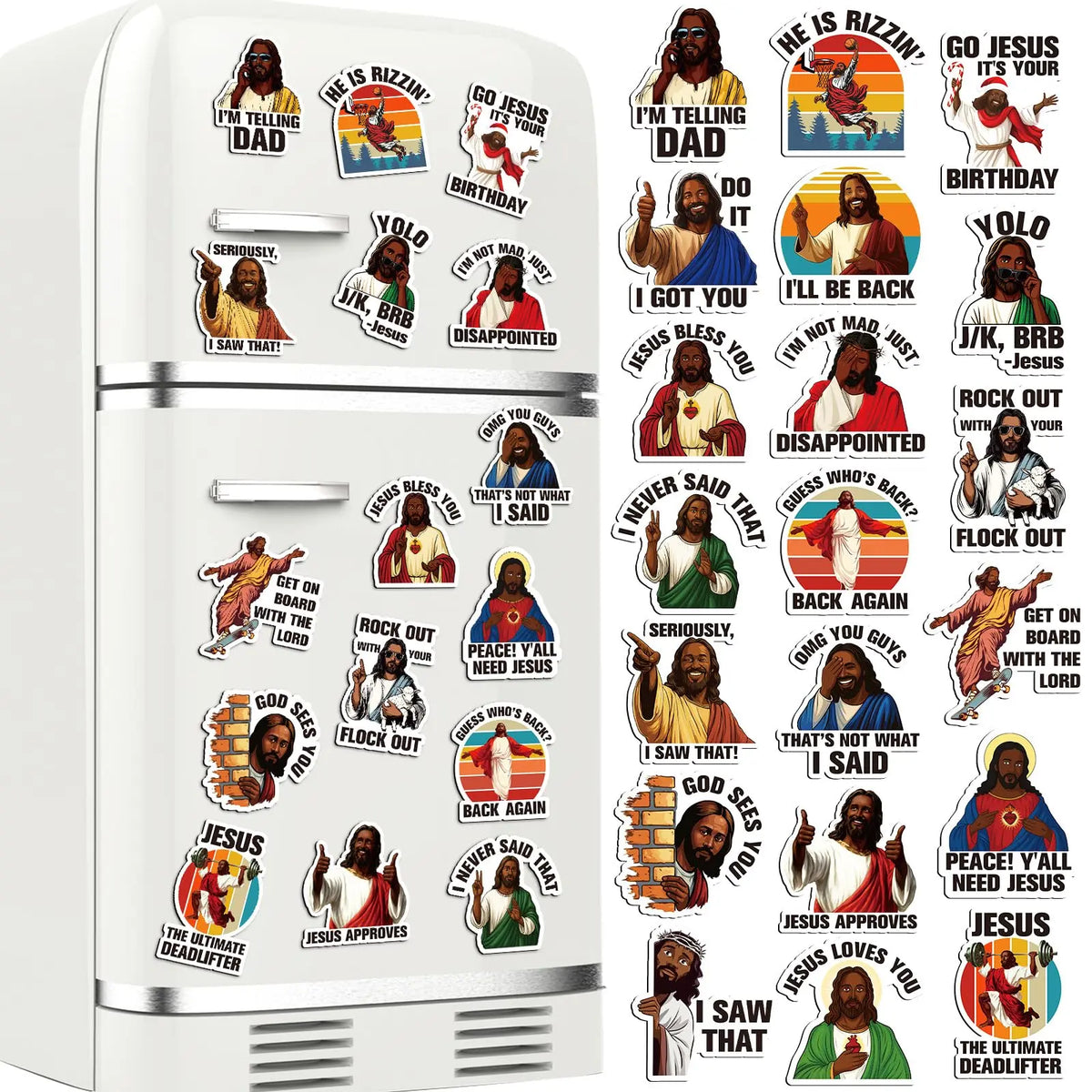 8/10/20/30Pcs Funny Jesus Fridge Magnet Jesus I Saw that Refrigerator Magnet Sticker for Kitchen Office Whiteboard Locker  Prefect for Family Friend Christmas Gift Thanksgiving Gift Home Decor