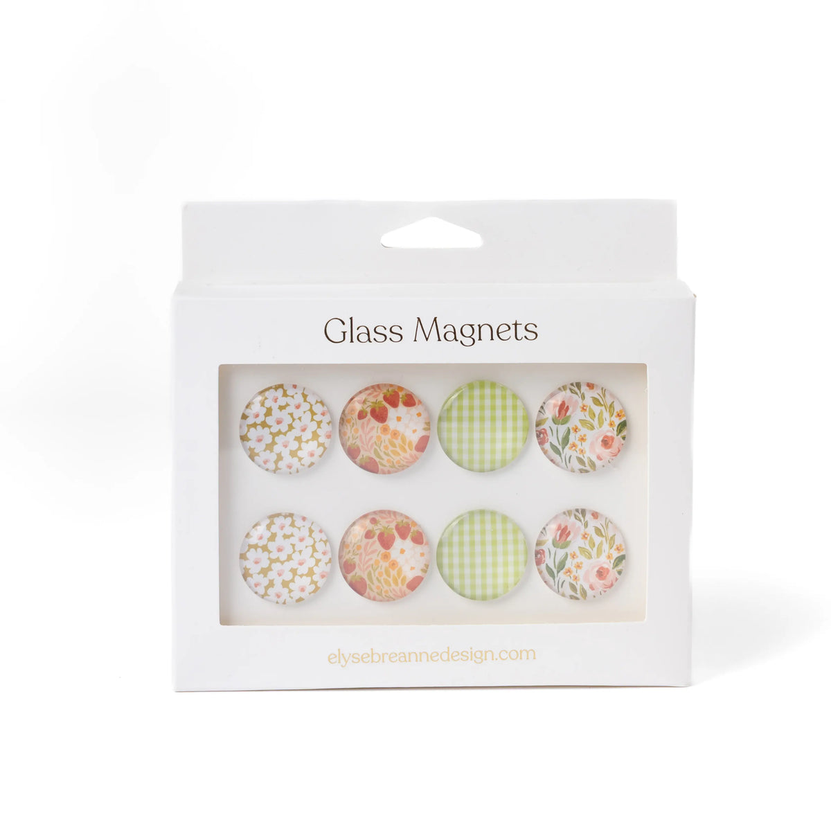Elyse Breanne Design Round Shape Flower Fridge Magnets Set, 8-Piece Magnetic Item with 4 Patterns, Refrigerator Decorating Magnets for Home Kitchen Room Decor