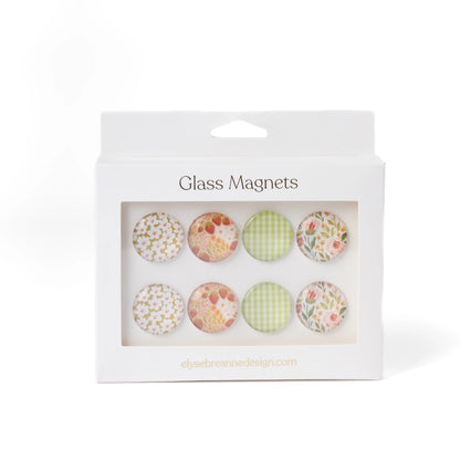 Elyse Breanne Design Round Shape Flower Fridge Magnets Set, 8-Piece Magnetic Item with 4 Patterns, Refrigerator Decorating Magnets for Home Kitchen Room Decor