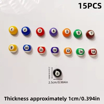 15pcs Billiard Ball Shape Magnetic Refrigerator Magnets, Adhesive for Metal Surfaces, Perfect for Photos, Notes, Paper, Decorative Storage Solution, Fridge Magnet Set
