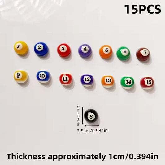 15pcs Billiard Ball Shape Magnetic Refrigerator Magnets, Adhesive for Metal Surfaces, Perfect for Photos, Notes, Paper, Decorative Storage Solution, Fridge Magnet Set