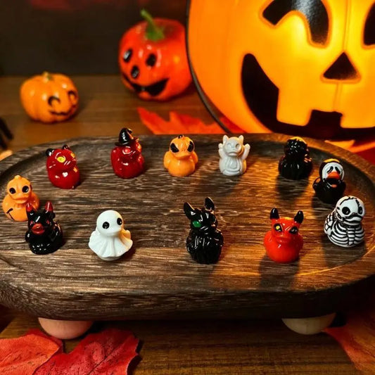 Mini Devil Ghost Skull Resin Ducks - Lightweight Resin Statues, Whimsical Decoration, Oddities Gift, Desk Trinket, Spooky Festive (Halloween) Home & Garden Ornament, Plant Landscape Accent