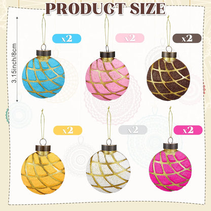 12 Pcs Mexican Christmas Ornaments, Pink Concha Sweet Bread Hanging Decor with Shatterproof Durable Design, Unique Food-Themed Tree Decorations for Christmas Holiday Party, Home Accent, Gift Exchange and Mexican Inspired Celebrations