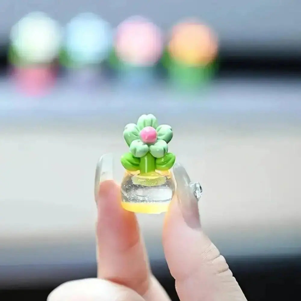 7pcs Mini Resin Flower Potted Plants Compact Realistic Decor Ornaments Small Desktop Figurines For Car Dashboard Office Desk Mother Gift Camping And Picnic Decoration.sohochic.