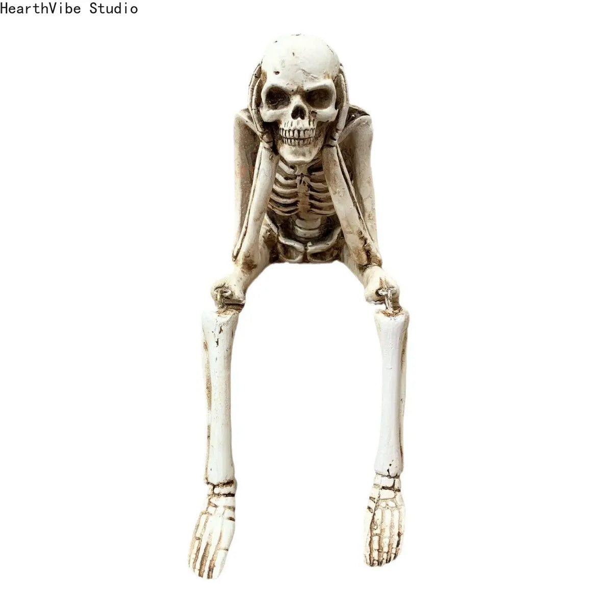 3 Wise Skeleton Statue with Hanging Legs - See-Hear-Speak No Evil Gothic Shelf Sitter, Spooky Resin Decoration Figure, Whimsical Home Decor, Unique Decor, Halloween Hammock Accessory Gift