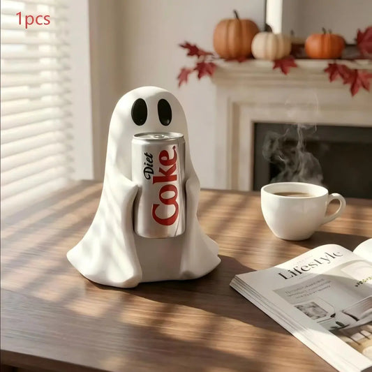 Ghost Holding Cup Resin Craft Decoration, Home Decor Ornament, Decor Figurine, Mini Sculpture, Halloween Decoration, Creative Gift, Cute Desk Decor, Small Decorative Item