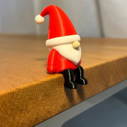 Dwarf Santa Claus Sitting Statue, Mini Christmas Ornament, Cute Ornament, Ideal for Bookshelf Edge, Office Desk, Home Desktop Decor