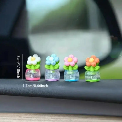 7pcs Mini Resin Flower Potted Plants Compact Realistic Decor Ornaments Small Desktop Figurines For Car Dashboard Office Desk Mother Gift Camping And Picnic Decoration.sohochic.
