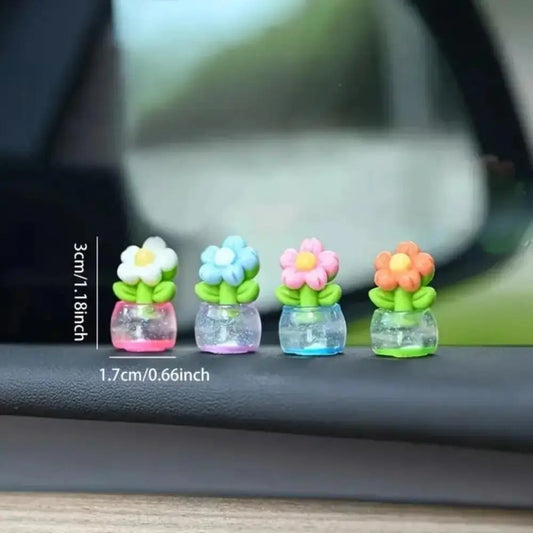 7pcs Mini Resin Flower Potted Plants Compact Realistic Decor Ornaments Small Desktop Figurines For Car Dashboard Office Desk Mother Gift Camping And Picnic Decoration.sohochic.