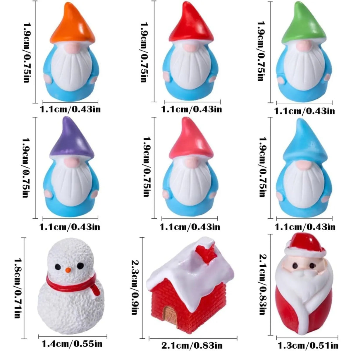 9PCS Mini Gnome Figurines Miniature Gnome Figurines Resin Miniature Gnomes Statues Table Decorative Centerpiece for Fairy Garden Shelf Table Home Plant Pots Decor