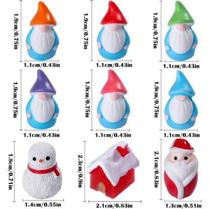 9PCS Mini Gnome Figurines Miniature Gnome Figurines Resin Miniature Gnomes Statues Table Decorative Centerpiece for Fairy Garden Shelf Table Home Plant Pots Decor