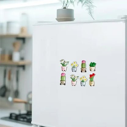 8pcs Potted Flower Fridge Magnets, Adorable Decorations for Kitchens & Offices, Ideal Gift for Holidays & Special Occasions