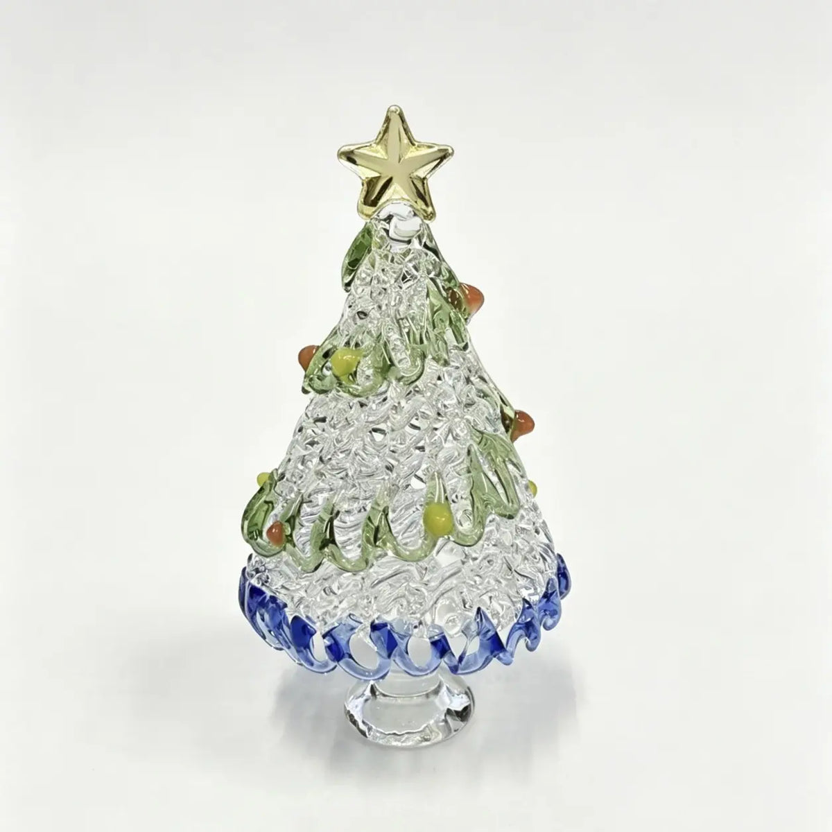 Glass Christmas tree ornament, handcrafted glass art, 3.35 inches tall, cute Christmas gift.