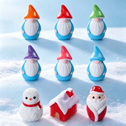 9PCS Mini Gnome Figurines Miniature Gnome Figurines Resin Miniature Gnomes Statues Table Decorative Centerpiece for Fairy Garden Shelf Table Home Plant Pots Decor